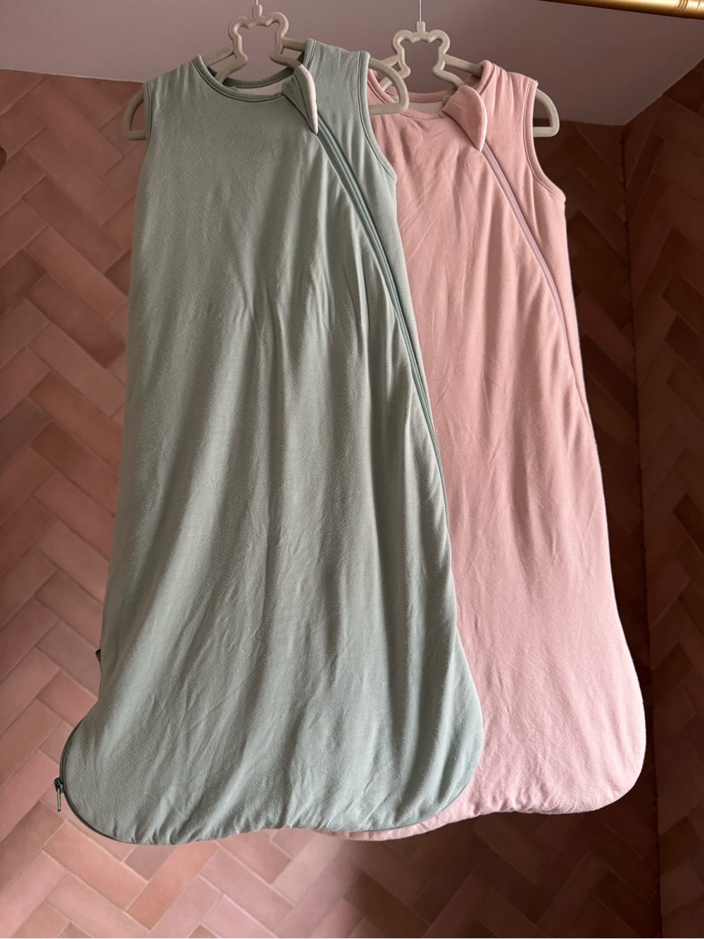 Kyte BABY Sleeveless Sleep Sacks in Sage Green and Blush Pink
